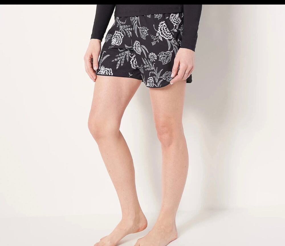 New lands end swim shorts black floral size 16p - Picture 1 of 4
